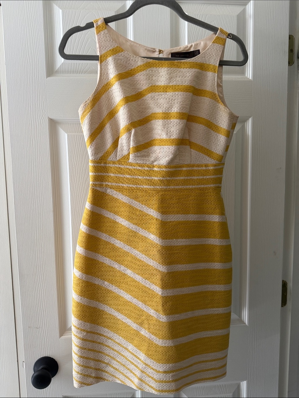 The Limited Yellow and Cream Striped Sleeveless Sheath Dress